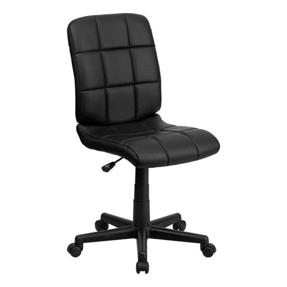 UrbanPro Modern Vinyl Quilted Mid Back Office Swivel Chair in Black