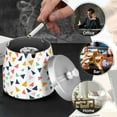 thumbnail image 4 of Yayeee Ashtray with Lid for Cigarette Smokeless Stainless Steel Home Ash Holder, White Minimalist Triangles, 4 of 7