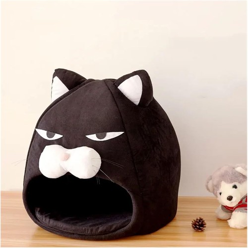 Colourtree Cartoon Cat Bed House Winter Warm Fleece Washable Soft Dog Nest Cat Cave Tent for Sleeping Waterproof Pets Sleep Bags Supplies