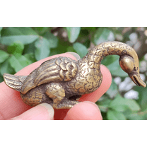 Miniature Brass Duck Figurine Model Ornament Retro Animal Statue Home Table Decoration Solid Metal Ornament, Home Decor Mini Duck Sculpture