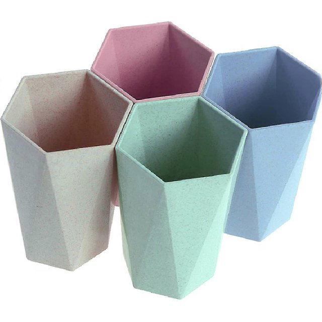 Set Of 4 Toothbrush Cups Geometric Shape Heat Resistant Toothbrush Organizer With Non-slip Texture For Cleaning Toothbrushes