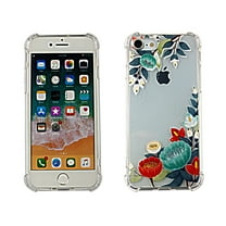 Blue Flower For iPhone 6 / 7 / 8 Plus Case TPU Clear Soft & Flexible Ultra-Thin Shockproof Anti-Scratch Transparent Bumper Slim Lightweight Protective Cover for iPhone 5.5 inch Women Girls