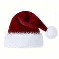 thumbnail image 5 of Plush Fluffy Christmas Santa Hat for Adults Thickened Soft Velvet Unisex Xmas Hat for New Year Holiday Party Wear,One Size,Red, 5 of 5