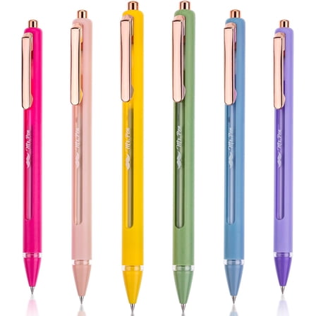 Mr. Pen- Retractable Gel Pens, 6 Pack, Black Ink Gel Pens, Vibrant Barrels