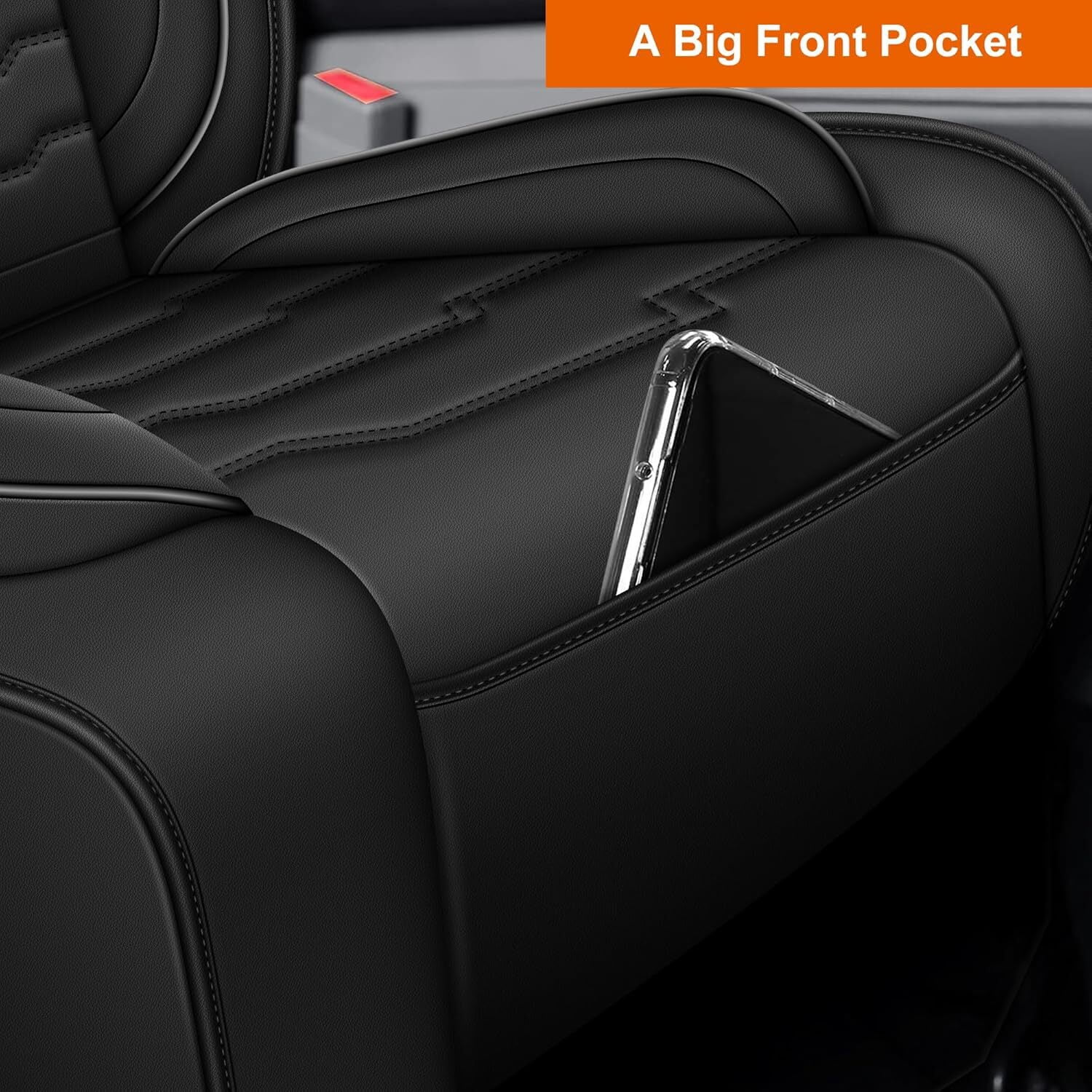 Custom Seat Covers Fit for Dodge RAM 2002-2024 2025 2026: Leather Car Seat Covers Waterproof for RAM 1500 2500 3500 Truck Pickup Crew Quad Cab with Split Bench (Black, Full Set Curved Back)
