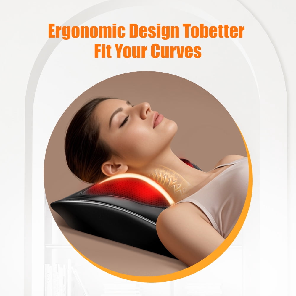 Nuvrek Shiatsu Neck and Shoulder Massager Pillow with 3D Deep Tissue Kneading