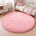 thumbnail image 2 of Nefoso 4ft x 4ft Round Area Rug, Soft Fluffy Circle Rug Shag Round Rugs for Living Room Bedroom Indoor Home Decor, Pink, 2 of 11