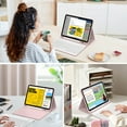thumbnail image 4 of Keyboard Case for iPad 9th 8th 7th Generation (10.2 inch, 2021/2020/2019) Leather Shockproof Smart Cover with Pencil Holder, Detachable Wireless Bluetooth Rechargeable Keyboard Cover, Pink, 4 of 6