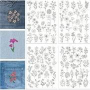 4 Sheets Flowers and Leaves Water Soluble Hand Sewing Stabilizers for Fabric Embroidery Stitch Practice Eembroidery Patterns Transfers for Embroidery Beginners Lovers