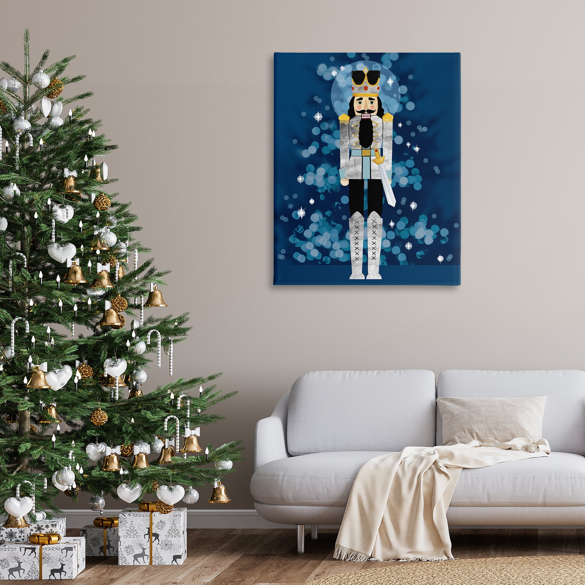 Stupell Industries Seasonal Modern Nutcracker Holiday Painting Gallery Wrapped Canvas Art Print Wall Art, 36 x 48