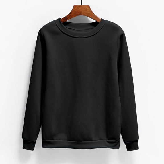 Womens Sweatshirt Sevevn Women's Oversized Round Neck Long Sleeve Solid Color Sweatshirt