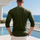 thumbnail image 5 of Blusas y camisas de manga larga y cuello redondo para hombre, casuales, de moda, de color liso, con botones y bolsillos, de manga larga y cuello redondo, de poliéster., 5 of 6