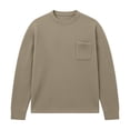 thumbnail image 6 of Bxsruta Mens Long Sleeve Crewneck Shirt Waffle Knit Front Pocket Casual Tee Vacation Beach Top, 6 of 6