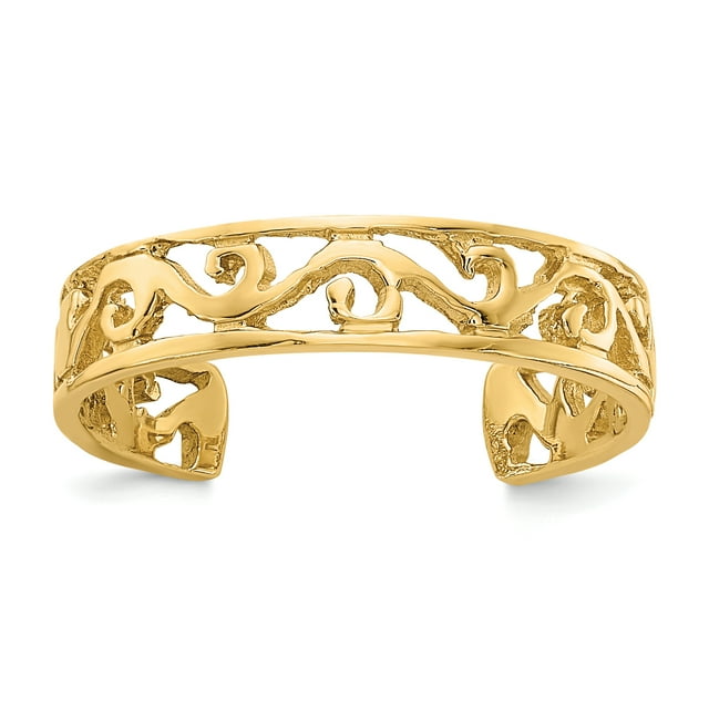14k Yellow Gold Adjustable Toe Ring Open Midi