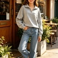 thumbnail image 4 of Mifsaly Girls Quarter Zip Pullover Sweatshirt Kids Back to School Sweatshirts Stand Collar Long Sleeve Fall Winter Casual Everyday Clothing, 4 of 4