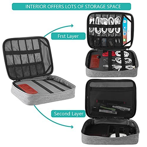 Sunsir Bolsa Organizadora de Cable de Viaje Bolsa de Doble Capa Imperm