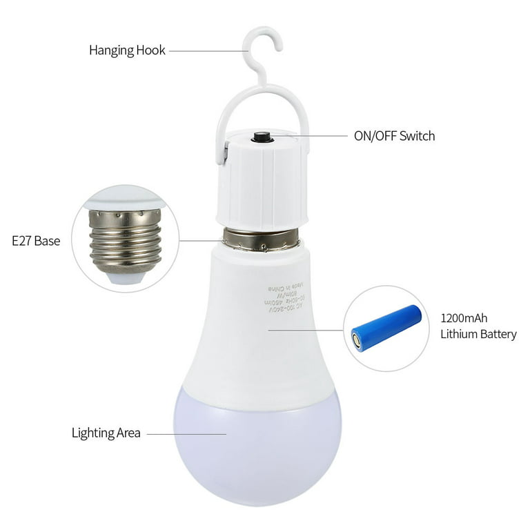 A19 Lighting Rechargeable Emergency Light Bulb Outdoor Hook Portable with  Built-in Battery Battery LED Light Bulb Camping LED Emergency Lamp - China  LED Light Bulbs, Camping Lamp