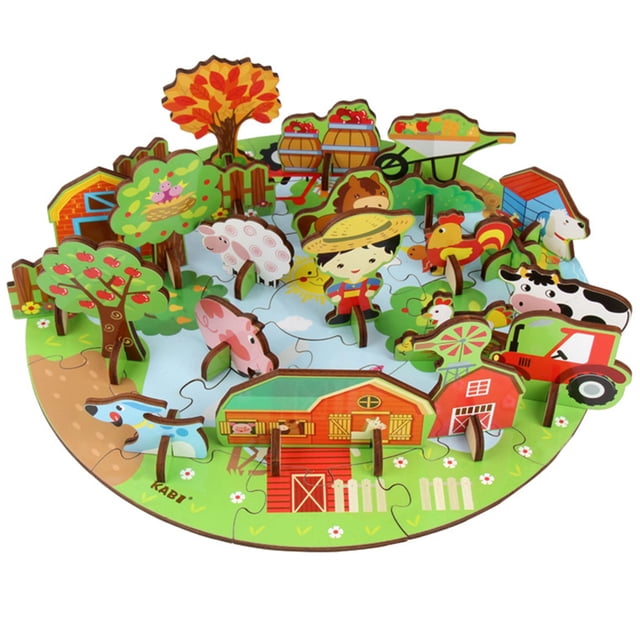 Kids Puzzle Toy Kit Wooden Cartoon Creative Jigsaw Puzzle Toy Educational Toy