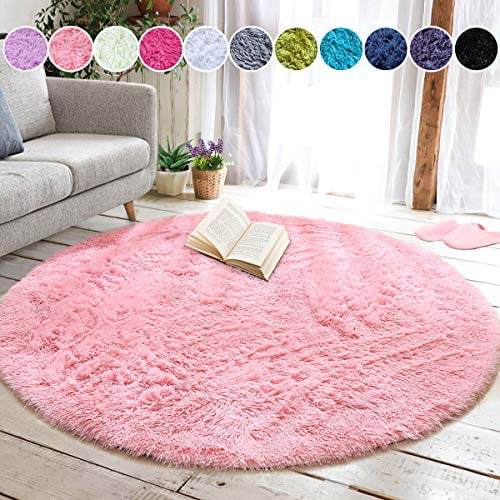 Circle Round Soft Shaggy Rug Kids Living room Bedroom Carpet Floor Fluffy Mat RS 