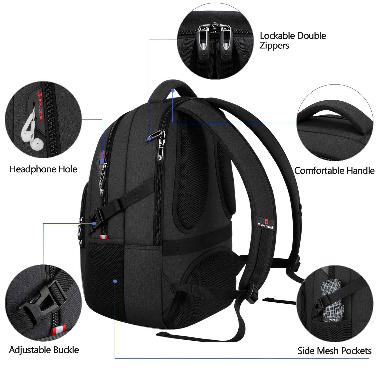 UKEIN 15.6" Laptop Backpack, Black photo 3