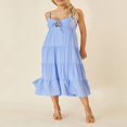 thumbnail image 2 of Solid Spaghetti Strap Midi Cami Dress for Women - Perfect for Parties and Beach, 2 of 9