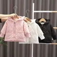 thumbnail image 3 of KYAIGUO 1-5T Girls Winter Thicken Outwears Coats with Hoodie Baby Toddler Padded Solid Color Jackets Autumn Zip up Warm Fleece Coats, 3 of 8