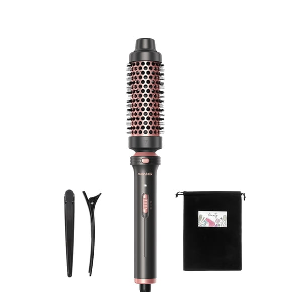 Wavytalk Brosse Thermique, Brosse Ronde Chauffante, Brosse à Souffler de 1 1/2 Po avec Tête de Brosse Détachable, Brosse Ronde Thermique à Double Tension pour Voyage, Or Rose