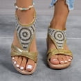 thumbnail image 6 of Summer New Plus Size Casual Women's Elastic Beach Wedge Sandals Summer Sandals for Women Gold 35, 6 of 8