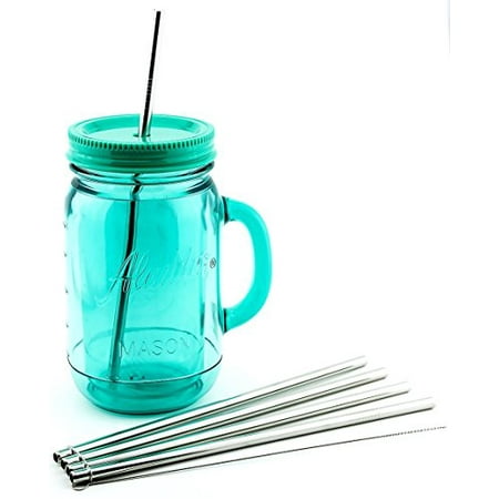 4 Pack Cocostraw for Aladdin Mason Jar 32 oz Tumbler PerfectFIT 18/8 Stainless Steel Drinking Straws With Cleaning