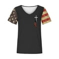 thumbnail image 5 of HEILAU 4th of July Shirts for Women Independence Day American Flag Graphic Tees Vintage Print Floral Casual V Neck T Shirt Patriotic T Shirts, 5 of 5