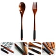 thumbnail image 3 of Shisuyan Wooden Spoon with Fork Portable Flatware Practical Tableware for Home Daily Use, 3 of 8
