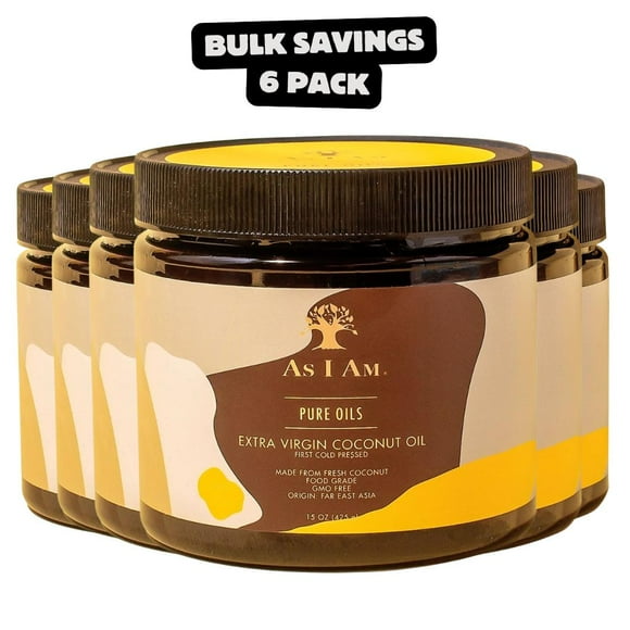6 Pack - AS I AM Pure Oils Extra Virgin Coconut Oil (15oz)
