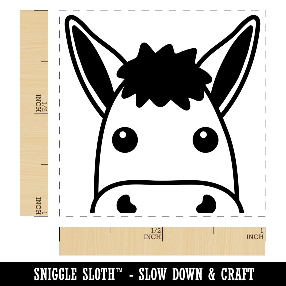 Peeking Donkey Self-Inking Rubber Stamp Ink Stamper - Brown Ink - Small 1 Inch