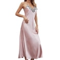 thumbnail image 2 of Stamzod Long Nightgowns for Women Fashion Lace Patchwork Sleeveless Sleep Dress V Neck Satin Nightgown Women's Sleepwear XL, 2 of 7