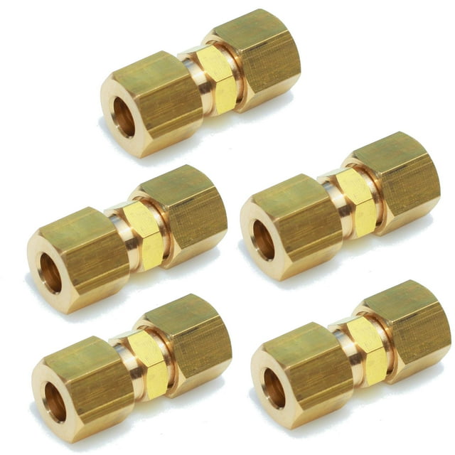 Conector de tubo para línea de agua para hacer hielo, 1/4 pulgadas de diámetro exterior x 1/4 pulgadas de diámetro exterior (5)