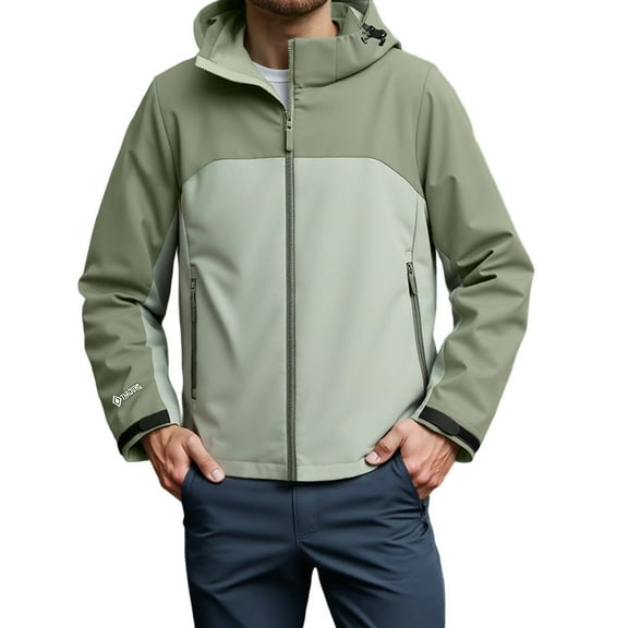 Mens Jacket Casual Lightweight Varsity Jackets Full Zip Coats Lightweight Shirt Jacket Long Sleeve Shacket Casual Fall Work Stylish Jackets with Pockets (Light Green,2XL)