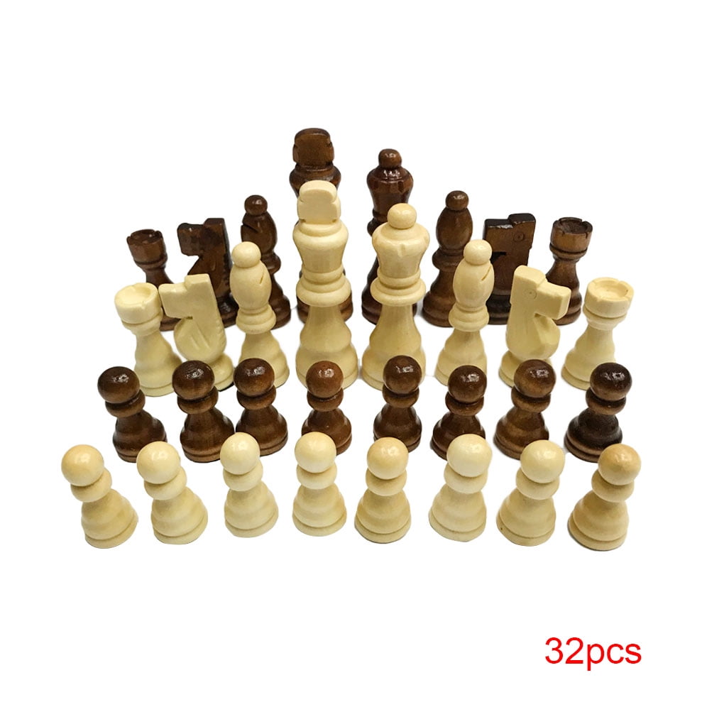 Wooden Chess Pieces Chessman Full Set Large Tournament Adult Child Game 32PCS 