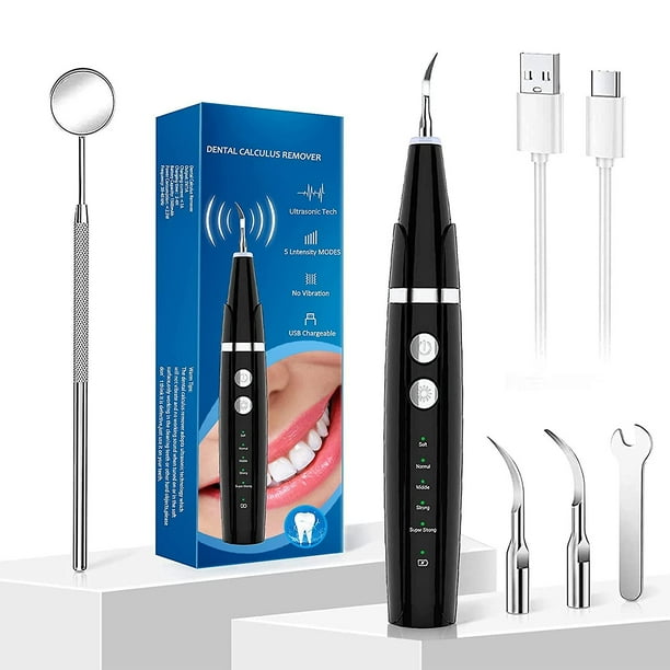 Removedor de placa para dientes, kit de limpieza de dientes eléctrico con luz LED, limpiador de dientes, removedor de sarro para dientes con 5 modos ajustables y 2 reemplazos H Kuyhfg Sin marca