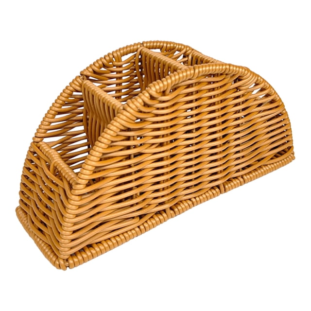 GOOHOCHY Cesta de ratán sintético para guardar mandos a distancia, caja de almacenamiento para escritorio, con estantes divididos, para teléfonos móviles, pinceles de maquillaje, bolígrafos y