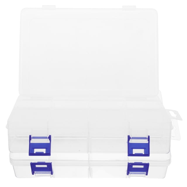 SKISUNO 2Pcs Clear Storage Bins With Lid For Workshop Use Portable Tool Organizer Large Capacity Design