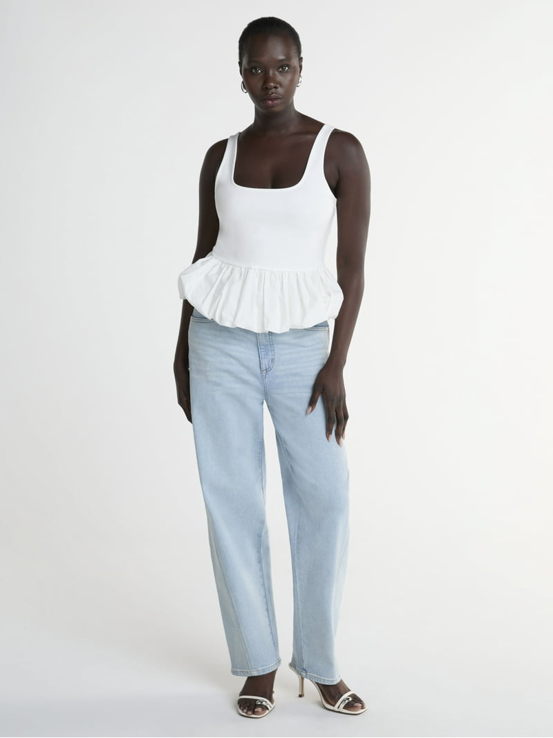 Scoop Women's Bubble Hem Tank Top Sizes XS-XXL Mixed Media Casual