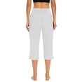 thumbnail image 7 of JJHGVB capris pants capri lounge pants comfys fit Summer Beach Pants Preppy Lounge Pant mid-calf length Slacks Straight Leg Pants Lounge Slacks women's capris Casual Loose Pants White S, 7 of 7