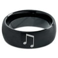 thumbnail image 2 of Tungsten Beam Note Music Band Ring 8mm Men Women Comfort Fit Black Dome Brushed Polished, 2 of 4