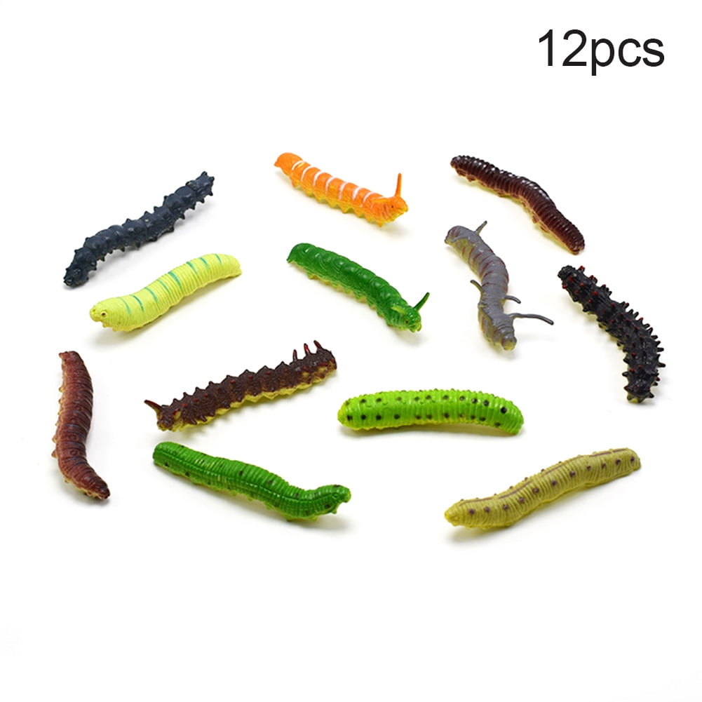 MyBeauty 12Pcs/Set Lifelike Insects Worms Soft Stretchy Trick Toy