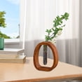 thumbnail image 5 of Glass Test Tube Vase with Walnut Wood Frame - Hydroponic Holder for Home & Office, Modern Flower Stand for Bonsai, Herbs & Small (Transparent Design), 5 of 6