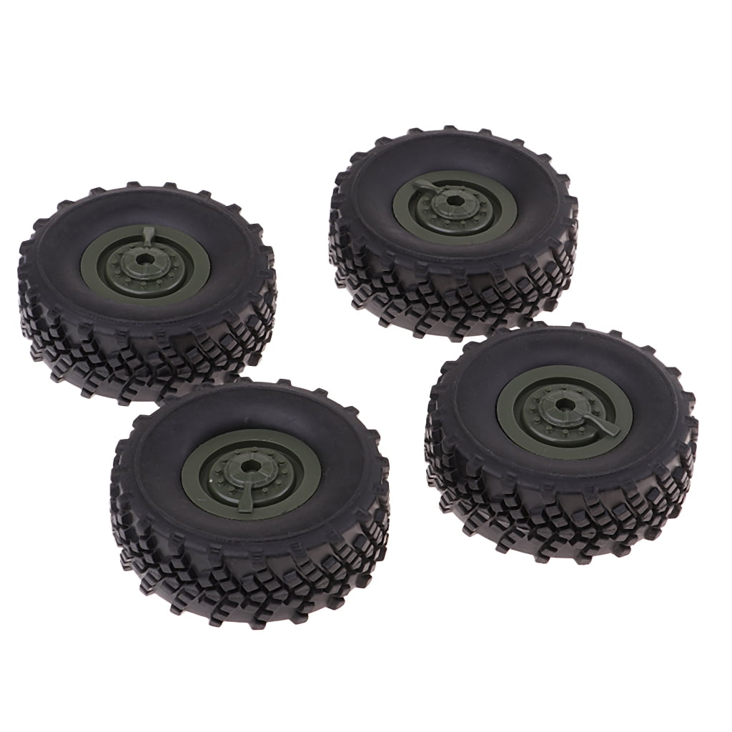 4pcs Car Rubber Tires Tyres Parts for WPL C14 C24 RC Military Truck Spare Kits 