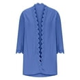 thumbnail image 4 of Cardigan Sweaters for Women Long Length 3/4 Sleeve Collarless Pleated Open Front Shrugs Elegant Fall Outfits, 4 of 6