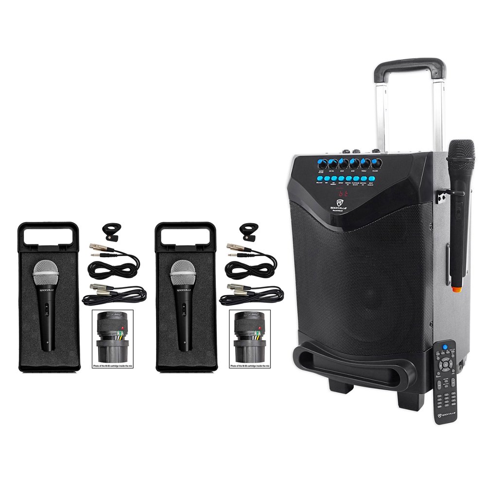 Rockville 8" Portable YouTube Bluetooth Karaoke Machine/System+(3) Microphones