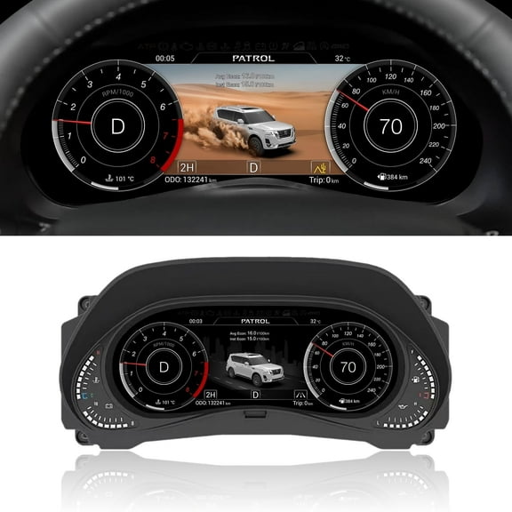 Digital Instrument Panel Suitable for Nissan Patrol Y62 Models(2008-2022),12.3-inch All-LCD Digital Instrument Panel, Plug-And-Play,Linux System.