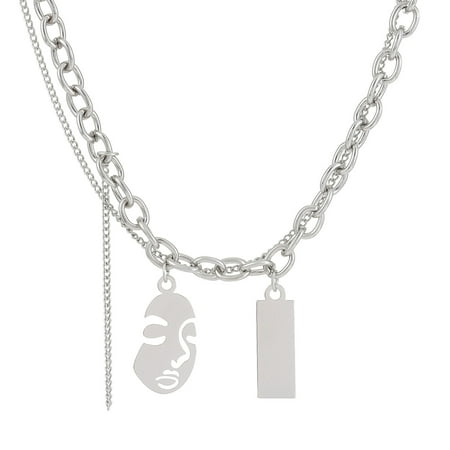 

Abstract Face Necklace Female Fashion Temperament Quirky Personality Figure Pendant Clavicle Chain Hop Choker